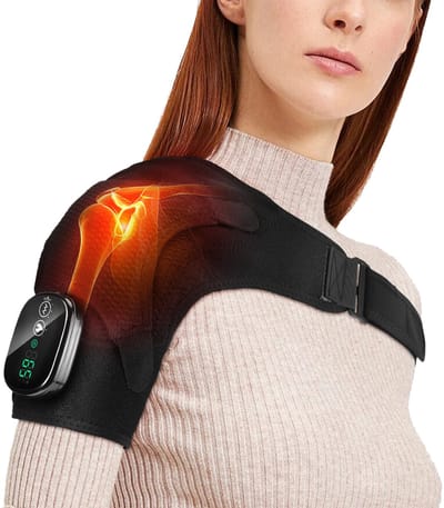 Elektrische dekens - Thermische schouderkussen - Draadloze verwarmende schouder massagemat - Verwarmde schouderbanden - Linker- en rechterschoudermassager - Schouder verwarmingskussen - Met 3 temperatuurstanden - Zwart