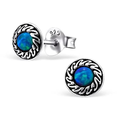 Aramat Jewels | Oorbellen | 925 Zilveren Opaal Oorbellen 6-8mm - Betoverende Edelsteen Studs | Peacock/6mm | | | Zilver | Volwassenen, Kinderen | Verkleurd niet