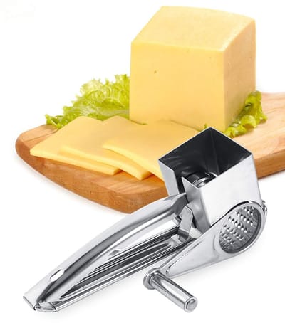 Allecto - Kaasrasp met Zwengel - Parmezaanse Kaasmolen - Handmatige Kaassnijder - Vaatwasmachinebestendig - Roestvrij staal - Geschikt voor Harde K...