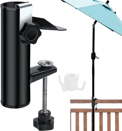 Bevestigingsklem voor Parasol - Balkon en Tafelparasol Houder, Bevestigingsclip voor Balkondeur (Zwart)