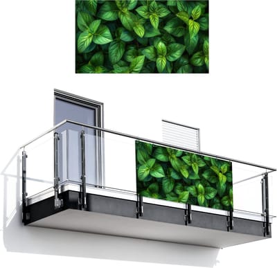 Balkonscherm 200x110 cm - Balkonposter Bladeren - Planten - Groen - Klimop - Balkon scherm decoratie - Balkonschermen - Balkondoek zonnescherm
