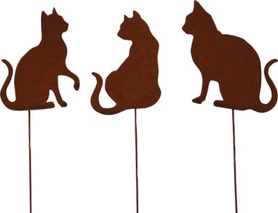 UNUS® Tuinsteker katten set van 3 tuindecoratie roestlook roeststeker