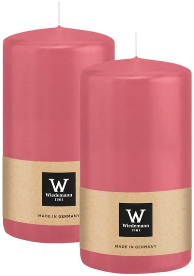 Wiedemann Cilinderkaars/stompkaars - 2x - roze - 13 x 7 cm - 52 branduren - zuilkaarsen