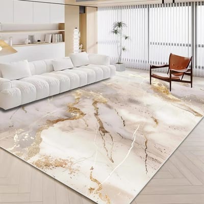 Luxe Wit Marmer Tapijt voor Woonkamer Scandinavische Gouden Decoratie Huis Tapis Antislip Wasbare Kleden voor Slaapkamer Ins Vloermat 60*90cm
