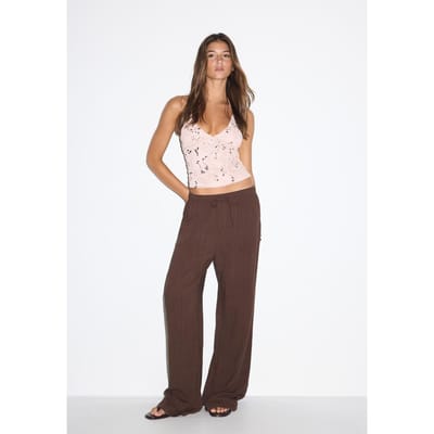 Stradivarius Haltertop met glanzend borduursel  Zalmroze XS
