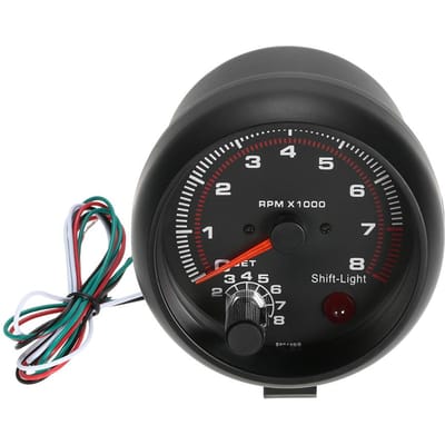 Tachymètre universel noir pour voiture, 3,75 pouces, voyant de changement de vitesse blanc, 0 à 8 000 tr/min black
