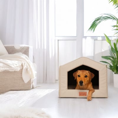 Hondenhuisje Beige Medium Dog's Lifestyle - Waterafstotend - Met wasbaar kussentje