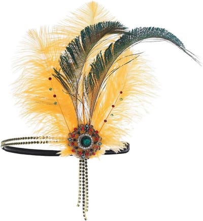 Vintage Flapper Hoofdband met Veertjes en Kristallen voor Festivals en Bruiloften - 1920s Haaraccessoires voor Vrouwen