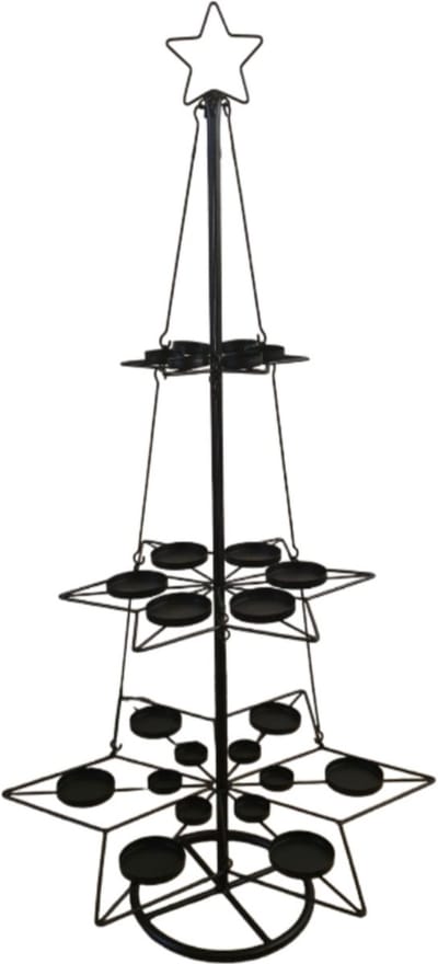 House of Seasons Kaarsenhouder Ster  - H100 x Ø53 cm - Metaal - Zwart