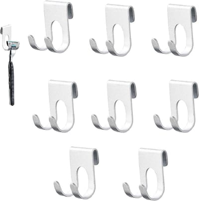 8 Stuks Shaving Holders voor Douche, Aluminium Haakjes zonder Boren voor Badkamer, Keuken en Kantoor, Sterke Bevestiging en Hoog Laadvermogen