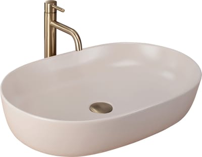 Rea Cleo 61 - Wastafel Op Het Aanrecht - Beige - ovaal - 60,5X41X14Cm