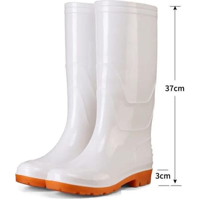 Medium hoge buis witte regenschoenen antislip oliebestendige heren- en dameskokswerkschoenen regenlaarzen 36