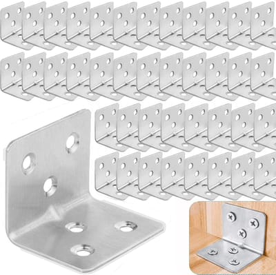 Set van 30 versterkte montagebeugels - Roestvrij staal 60 x 25 mm voor meubels