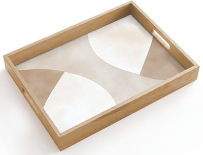Dienblad hout 40x30 cm - Schootdienblad - Bruin - Japandi - Abstract - Borrelplank rechthoek - Plateau dienbladen