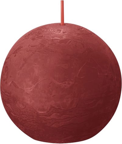 6 stuks Bolsius rood rustiek bolkaars Ø 76 mm (25 uur) Eco Shine Delicate Red