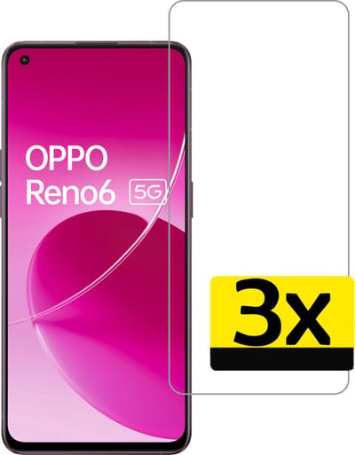 Screenprotector - Geschikt voor OPPO Reno 6 - 3 Stuks - Extra Sterk - Beschermglas - Gehard Glas - Tempered Glass - Screen Protector