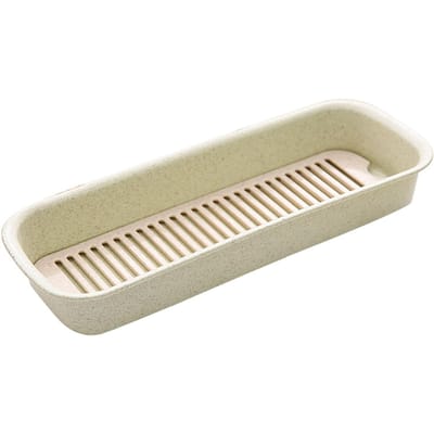 Bestekdoos Verwijderbaar Afdruipbakje Multifunctionele Bestekorganizer voor Eetstokjes Lepel Vork beige
