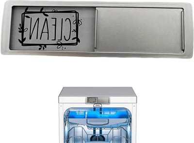 Vaatwasserpaneel - Schone vuile indicator - Keuken organiseren - Schuifmechanisme - 17.5 x 5 cm - Zilver