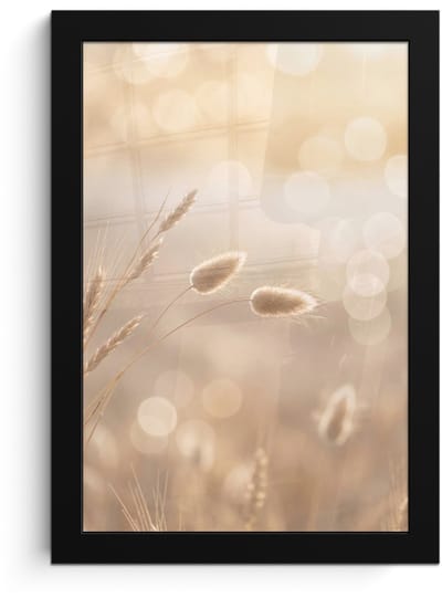 Poster in lijst - Fotolijst 20x30 cm - Posters - Hazestaartgras - Graanharen - Zonlicht - Posterlijst zwart - Decoratie - Wanddecoratie woonkamer - Muurdecoratie slaapkamer