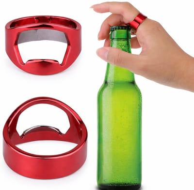 Ring Flesopener I Bieropener I Flesopener I Bar Accessoires I RVS I Rood