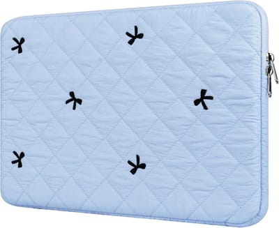 KZQ Laptophoes - Stevige laptophoes met geborduurde strik - Stijlvol en praktisch - Geschikt voor 13-inch laptops - Ideaal voor school, werk en dagelijks gebruik - Lichtroze