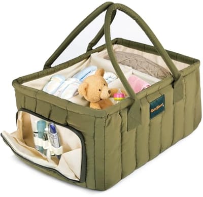 Baby Luier Caddy Organizer - Stevig, Ademend en Wasbaar - Stijlvolle Opslag voor Kinderkamer en Babyshower - Draagbare Auto Caddy