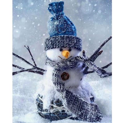 Peinture diamant 5D avec perceuse ronde complète, bonhomme de neige, broderie, point de croix, DIY 20X30CM gray