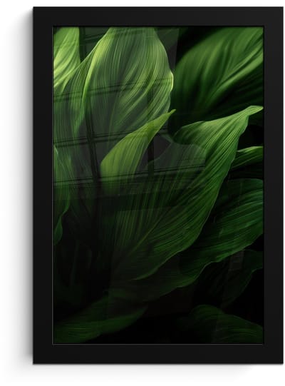 Poster in lijst - Fotolijst 20x30 cm - Posters - Bladeren - Schaduw - Groen - Textuur - Posterlijst zwart - Decoratie - Wanddecoratie woonkamer - Muurdecoratie slaapkamer