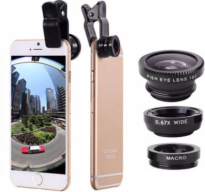 3-in-1 Smartphone Lens Kit - Clip On voor Mobiele Telefoon - Groothoek & Fisheye Lenzen - Micro & Macro