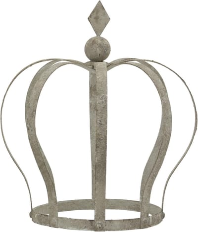 Decoratieve Kroon - Tuinkroon Metaal - Bloembed Decoreren - Landhuis Stijl - 18x27x30 cm - Shabby Grijs