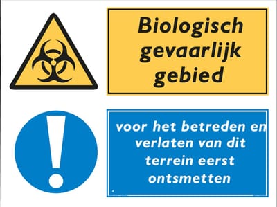 Biologisch gevaarlijk gebied - Eerst ontsmetten - Aluminium - 30 x 40 cm