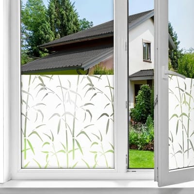 CLVP® Raamfolie Anti Inkijk - Zelfklevend - Badkamer -Wit met Bamboe