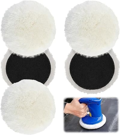 Auto Polijst Pads - 5 stuks - 150mm - Poetsschijven - Polijstmachine Schijven - Zelfklevend - Wol Polijstmachine - Auto Polijsten Pad Set - Wool Polishing Pad - Motorkap Auto Verf Zorg - Zorg