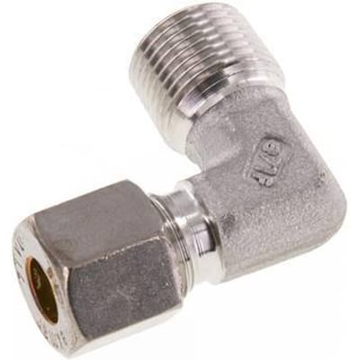 R 3/8'' Buitendraad x 8L RVS L-Knelfitting 90 graden 315 Bar DIN 2353 - FL2E-MO-ST-038R-08-L