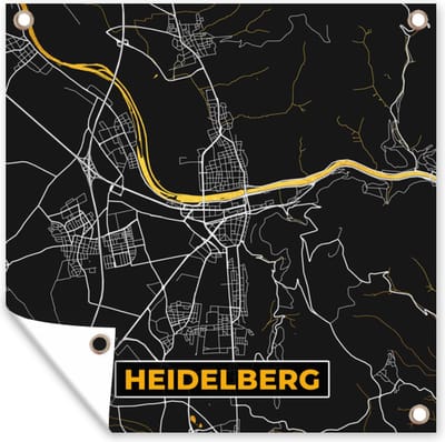 Tuin poster Heidelberg - Duitsland - Goud - Stadskaart - Plattegrond - Kaart - 200x200 cm - Tuindoek