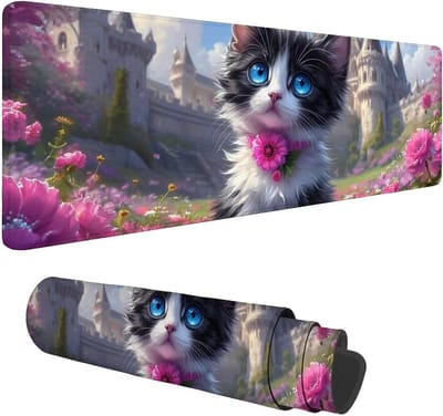 Kattenmuismat Bureau - Grote Muismat Bureaublad - Gamen Kantoor - Waterdicht Antislip - 1200x600mm - Bloemen