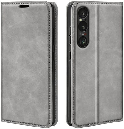 MobyDefend Hoesje - Geschikt voor Sony Xperia 1 VII - Luxe Wallet Bookcase (Magnetische Sluiting) - Grijs