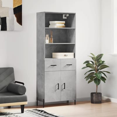 vidaXL - Hoge - kast - 69,5x34x180 - cm - bewerkt - hout - betongrijs