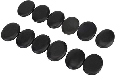 Dailygoods- Massage Stenen Set - 12 Stuks Basalt - Ergonomisch Ontwerp - Voor Lichaamsmassage - Verwarmbaar in Magnetron - Maximaal Warmteopslag - Hotstone