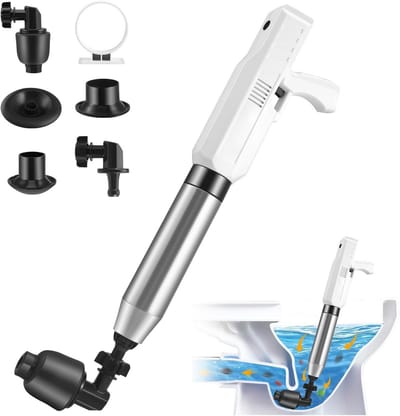 Afvoerontstopper met Perslucht pomp Zuiger voor Toilet Elektrische Afvoer Reiniger met 4 Adapters voor Wastafel Badkuip en Vloer