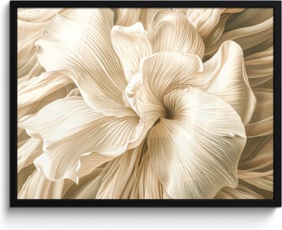 Poster in lijst - Fotolijst 80x60 cm - Posters - Abstract - Beige - Bloemen - Natuur - Posterlijst zwart - Decoratie - Wanddecoratie woonkamer - Muurdecoratie slaapkamer