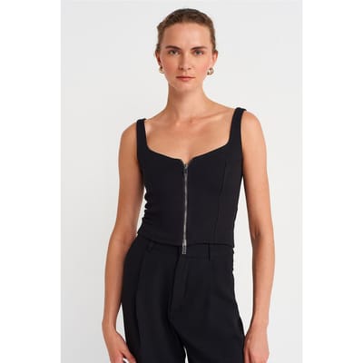 Dames Gekruiste Corset Top Met Vierkante Hals