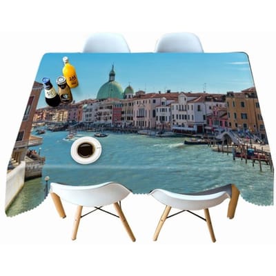Verdikt Katoen Tafelkleed Zeegezicht Landschapspatroon Rechthoekig Rond Tafelkleed Voor Bruiloft Picknick Feest 70 X 150CM