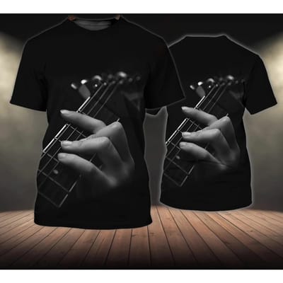 Zomer mannen T-shirts Gitaar Grafische 3d Mode Muziek T-shirt Trui Korte Mouw O Hals Rock Hip Hop Tops oversized Kleding 6XL black