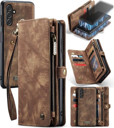 CaseMe - Telefoonhoesje geschikt voor Samsung Galaxy A55 - 2 in 1 Book Case en Back Cover - Bruin