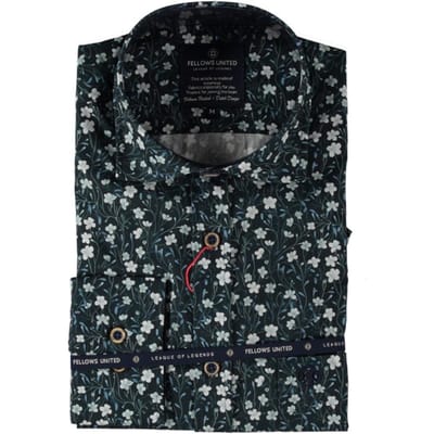 Fellows United - Lange mouw overhemd - Mannen - L - Blauw - Katoen - 52.6522
