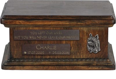 Persoonlijke houten urn voor Silky Terrier as met gravure