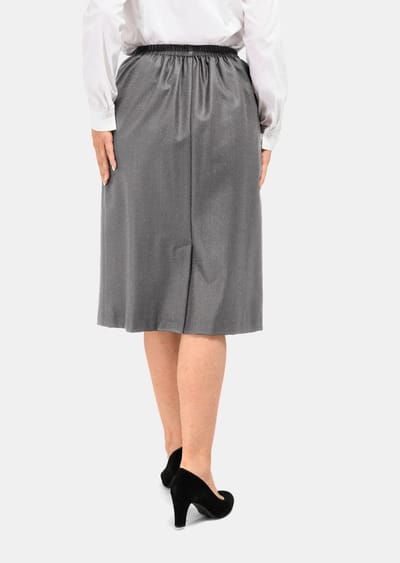 Klassieke scheerwollen rok met elastische tailleband - grijs / gemêl. - Gr. 38 van Goldner Fashion
