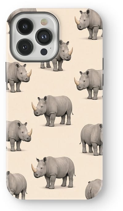 Safari Tough Case geschikt voor iPhone 13 Pro | Premium hoesje met Safari Dieren Design | Geschikt voor Mag | Dieren Print Backcover geschikt voor iPhone 13 Pro Neushoorn
