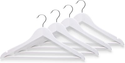 8x Witte kledinghangers met broekstang 44 cm - Zeller - Huis/wonen benodigdheden - Kledingkast - Kledinghangers voor volwassenen